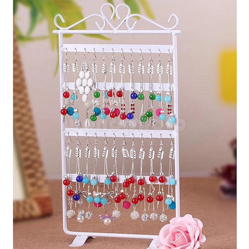 

New 48 Holes Display Rack Metal Stand Holder Closet Jewelry Earrings Organizers Showcase Packaging & Display
