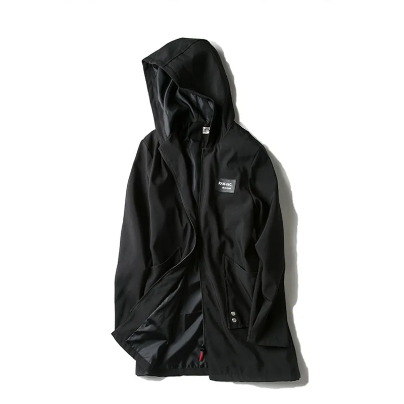 

Windbreaker men's jacket spring and autumn new large size fat jacket extra large S-5XL loose long hooded windbreaker thin coat