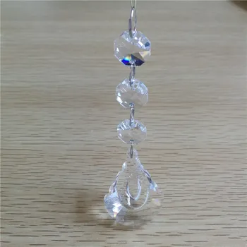 

Sales 38mm 20sets/lot Clear Glass Chandelier Pendants+3pcs 14mm Octagon Beads+Metal Ring For Wedding/Home Decoration