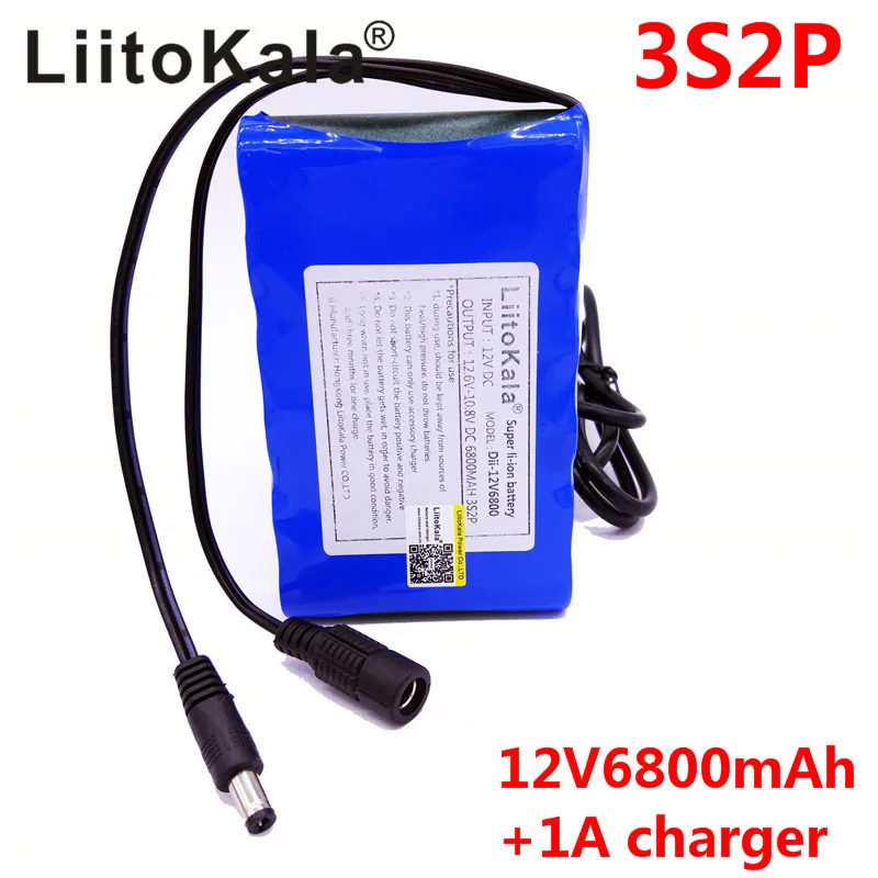 HK LiitoKala Высокое качество DC 12V 6800mAh 18650 Li Ion аккумуляторная батарея зарядное