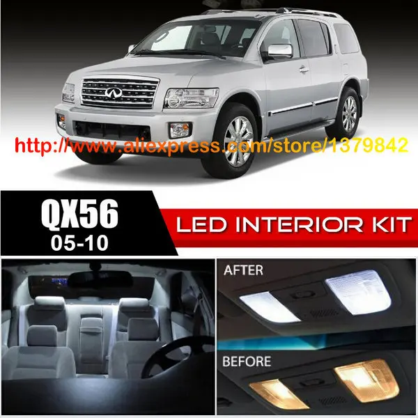 

LED Interior Lights For 05-10 Infiniti QX56 Car Auto automotive Reading dome light bulbs lamp for cars 8Pcs/Lot