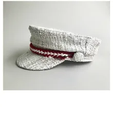 Vogue белый твид военная шляпа Зимний берет для женщин плоский Топ красного цвета с бусинами армейская Кепка Женский головной убор кепка газетчика