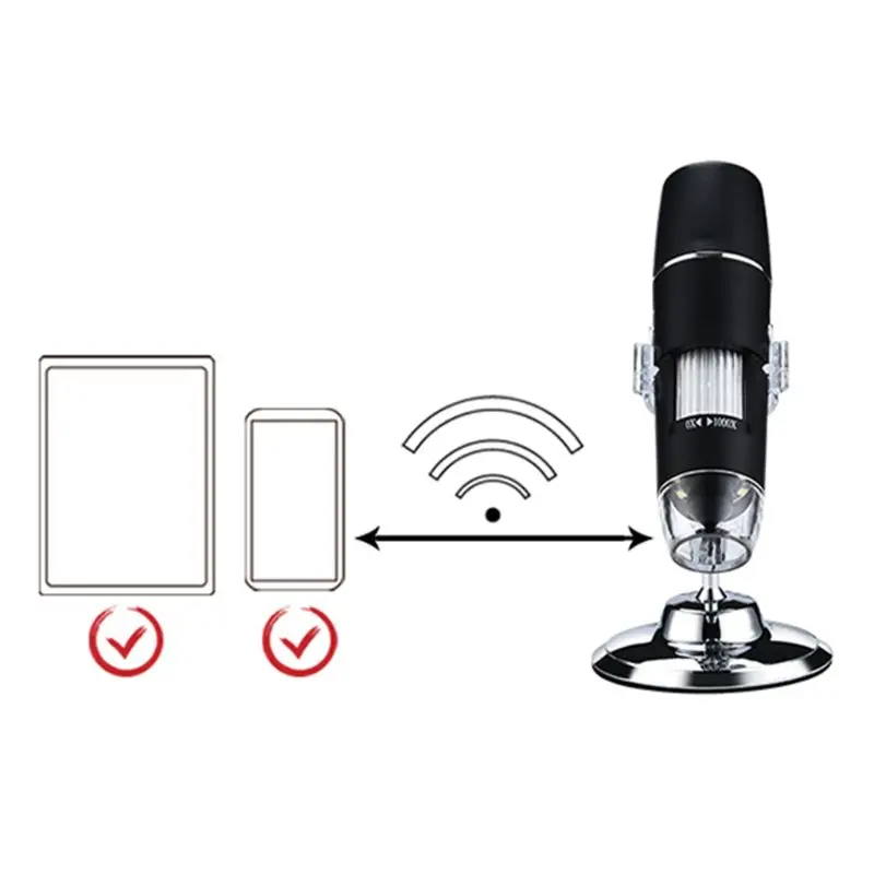 Wi-Fi, 1000X увеличение USB Цифровые микроскопы с стойка с лупой с 8-светодиодный светильник лупа для iOS/Android