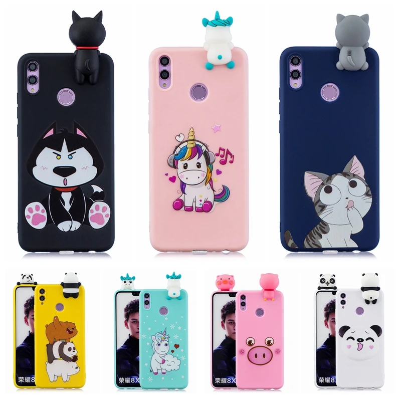 Чехол для honor 8X Huawei Honor 8A 8C чехол телефона 3D Kawaii единорог мягкий силиконовый Funda