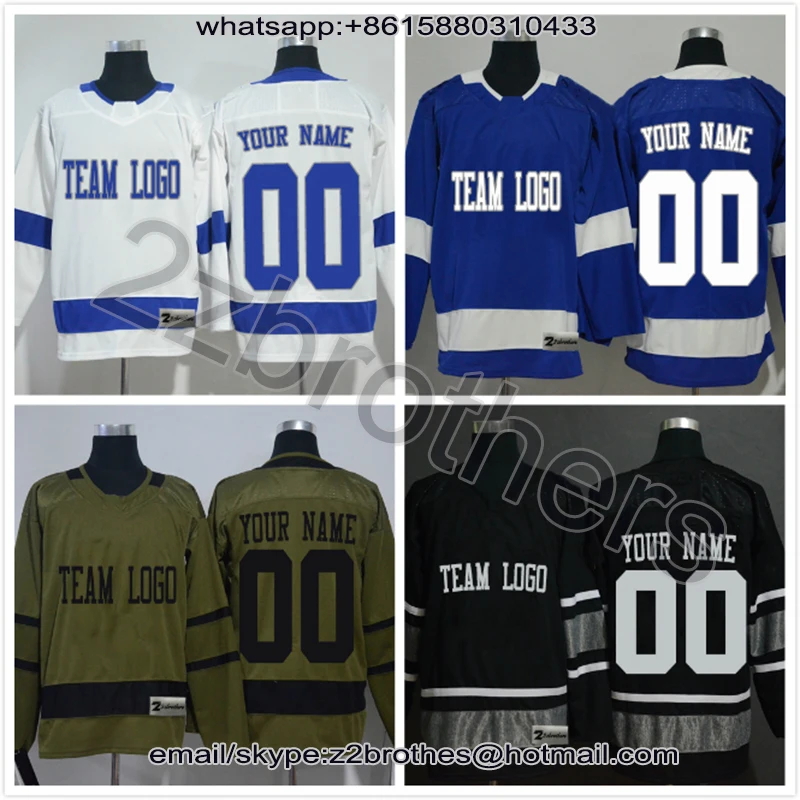 

Factory OEM Custom Ice Hockey Jerseys Design DIY Your Own College Team Sweater Any Styles Embroidered Logo White Green Tampa Bay
