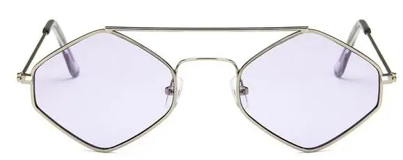 Ромбовидные солнцезащитные очки, новые женские маленькие металлические очки, мужские уличные солнцезащитные очки с прозрачными линзами UV400, солнцезащитные очки для девушек - Цвет линз: silver purple