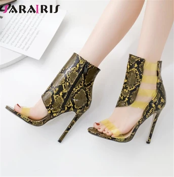 

SARAIRIS New Fashion Snake Veins Ladies High Heels Peep Toe Hollow Shoes Woman Casual Party Sexy Evening Summer Sandals 2019