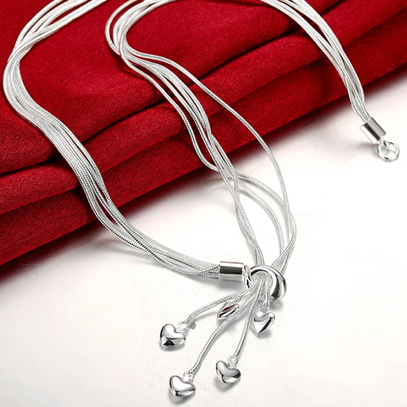 925 Silver Necklace Fashion Simple Small Heart Chains For Women Female Jewelry Wholesale | Украшения и аксессуары