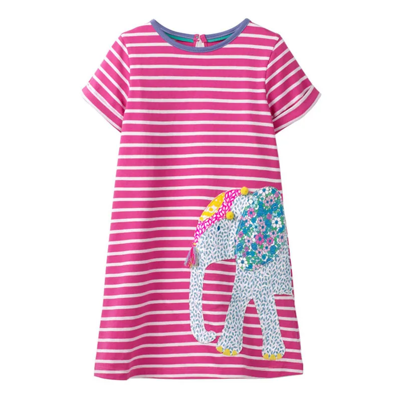 Jumping meter/летнее платье для маленьких девочек с рисунком яблока; дизайн; одежда с короткими рукавами; новые модные детские платья принцессы; От 2 до 7 лет - Цвет: T6267 elephant