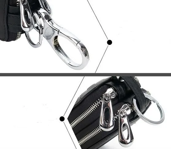 Пояса из натуральной кожи Ключи Женские Кошельки Для мужчин Key Holder ключница ключи Организатор Для женщин брелок Чехлы для мангала двойная молния ключ чехол кошелек