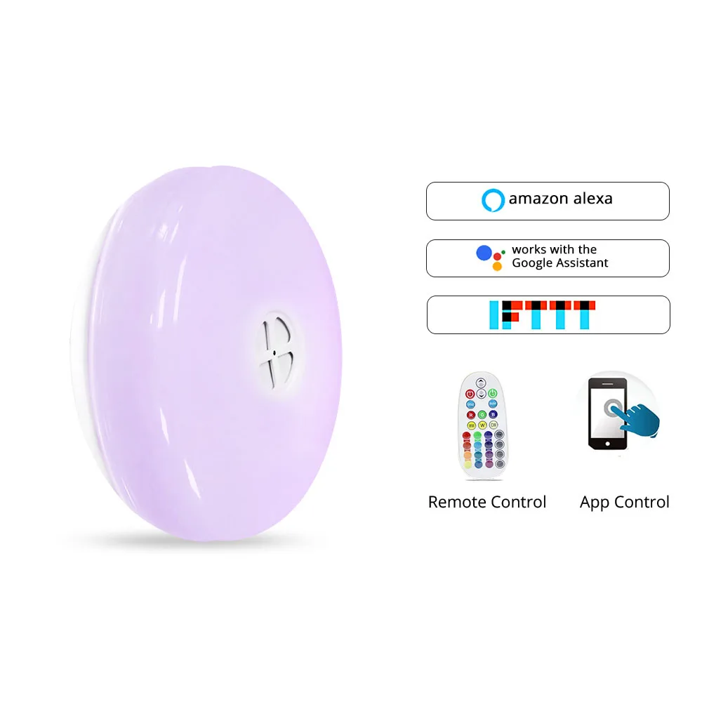 

Smart Wifi RGBW Ceiling Light APP Control Alexa Google Home Control Enable Dimmable Led Lamp with IR Remote Control