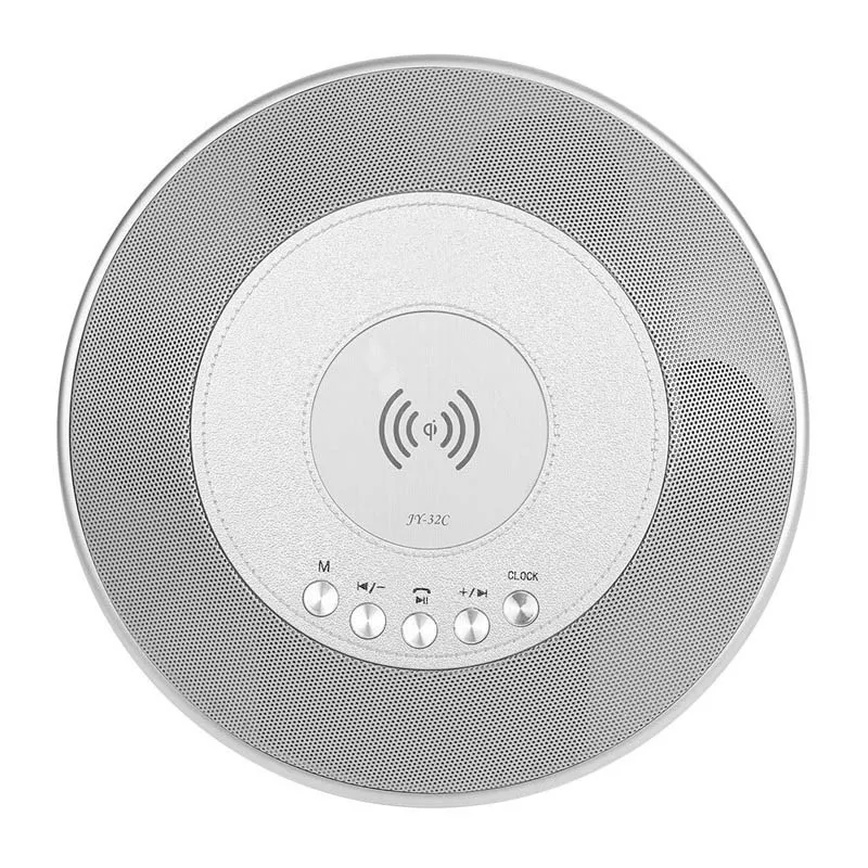 NFC bluetooth динамик портативный громкий динамик Qi Беспроводное зарядное устройство для мобильного телефона FM радио с часами дисплей power Bank - Цвет: Серый