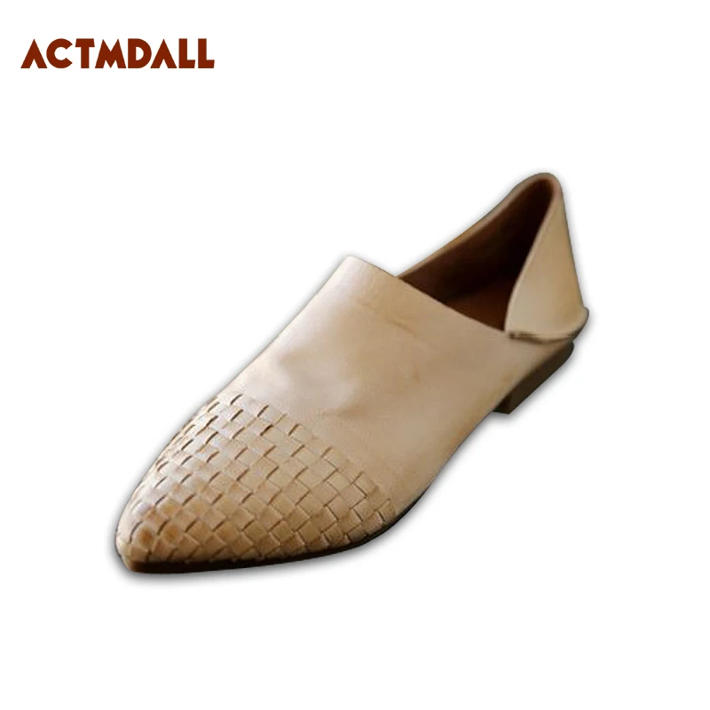En Abricot Automne appricot Chaussures Ballerines 2018 Beige Semelle Slip Beige Pointu Casual Actmdall Cuir Printemps Femmes On Appartements Caoutchouc q5UI6