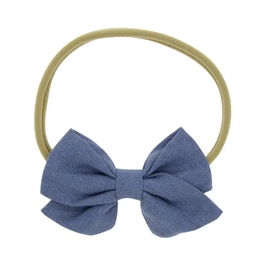 Женский ободок с бантом однотонный из хлопка и льна 1 шт.|hairband white|hairband bowhairband