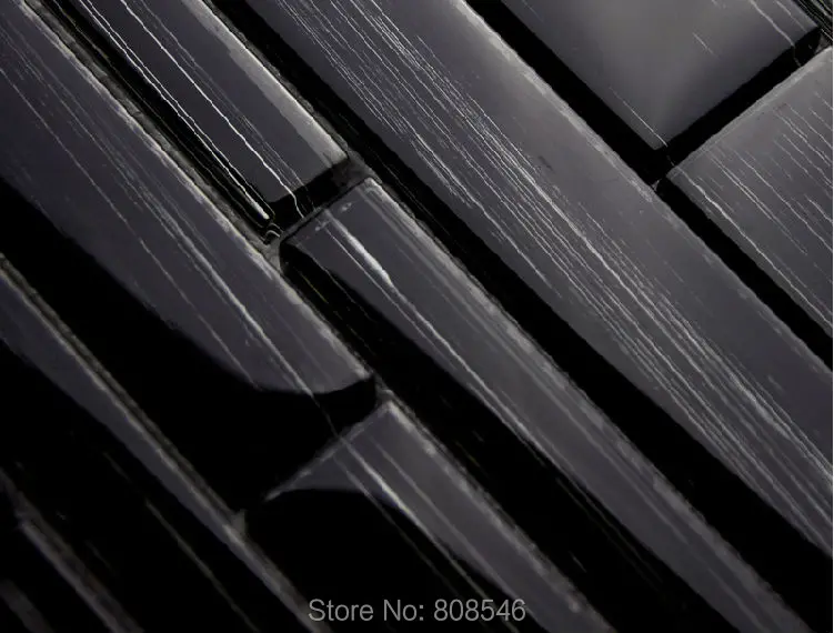 hand painted black glass mosaic 