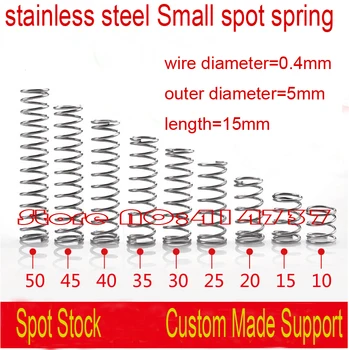 

50pcs/lot 0.4*5*15mm 0.4mm stainless steel Small spot spring wire micro spring compression spring pressure spring length=15mm
