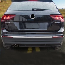 Para VW Tiguan 2018 amortecedor traseiro tiguan guarnição chrome bumper prata brilhante de aço inoxidável etiqueta do carro tiguan MK2 accessorie