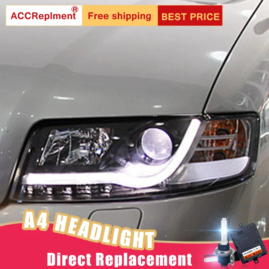 2 шт. светодиодный фары для автомобиля Audi A4 2001 2004 Автомобильные ангельские глазки