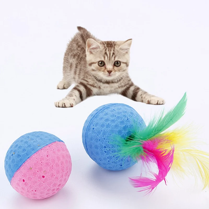 

1 Pcs Pet Toy Latex Balls Colorful Chew For Dogs Cats Puppy Kitten Soft Feather Foam Ball