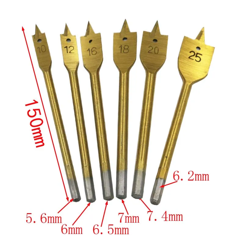 6pcs-Set-Titanium-Coating-Hex-Shank-Spade-Bits-Flat-Boring-Bit-Wood-Drill-Bit-Power-Tools