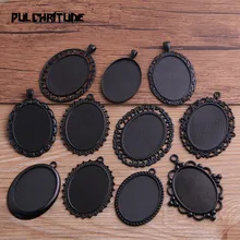 PULCHRITUDE 2 шт 30*40 мм Внутренний размер черное покрытие 10 Стиль Большой овальный кабошон основа Установка Подвески ожерелье Фурнитура P6591
