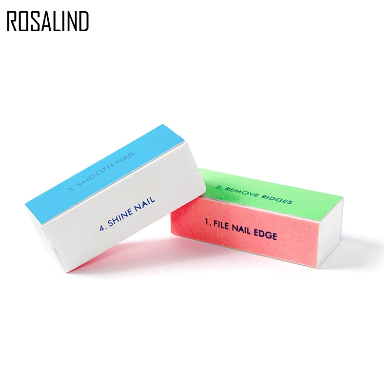 

ROSALIND Professional Colorful 4 Way Nail File Buffer Polishing Block Sanding Nail Art Manicure Sponge Setback Nail Art Tools