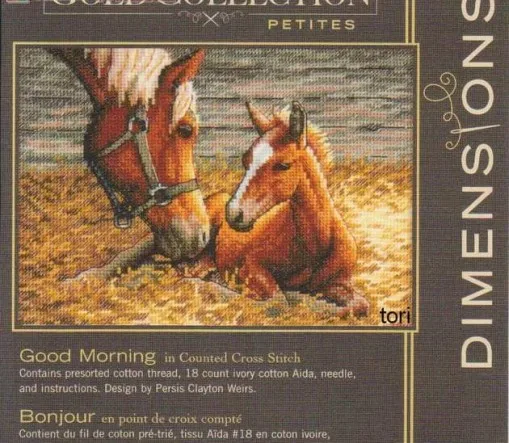 

Gold Collection Lovely Counted Cross Stitch Kit Good Morning Horse Mother and Cub Foal Baby dim 70-65119 65119