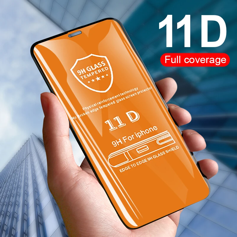 

11D Curved Edge Full Protective Glass On The For iphone X XR XS Max Tempered Film For iphone XS Max XR X Screen Protector Glass