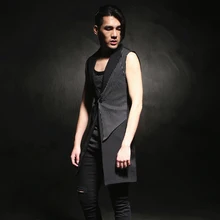 Горячее предложение! Распродажа! жилет средней длины без рукавов Верхняя одежда Тонкий Модный жилет Топ парикмахер одежда для ночного клуба