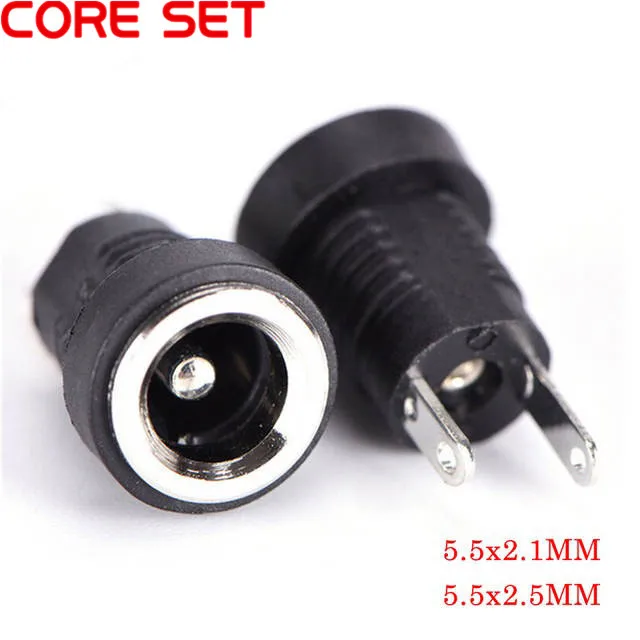 5/10Pcs 5A 30v For DC Power Supply Jack Socket Female Panel Mount Connector 5.5mm 2.1mm Plug Adapter 2 Terminal Types 5.5x2.1