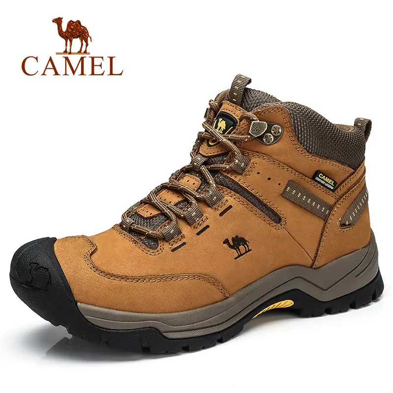 CAMEL Cow Leather Outdoor High-Top Hiking Shoes For Men Antiskid Breathable Massage Climbing Trekking Walking Boots 2018 hiking boots 2017rax spring summer hiking shoes men breathable outdoor 3 8women antiskid walking shocking offroad climbing