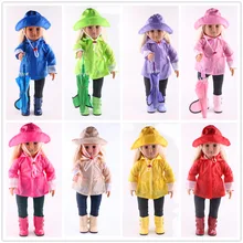 Кукольная одежда для кукол в американском стиле: комплект из 6 предметов: дождевая куртка, зонтик, ботинки, шляпа, штаны и рубашка