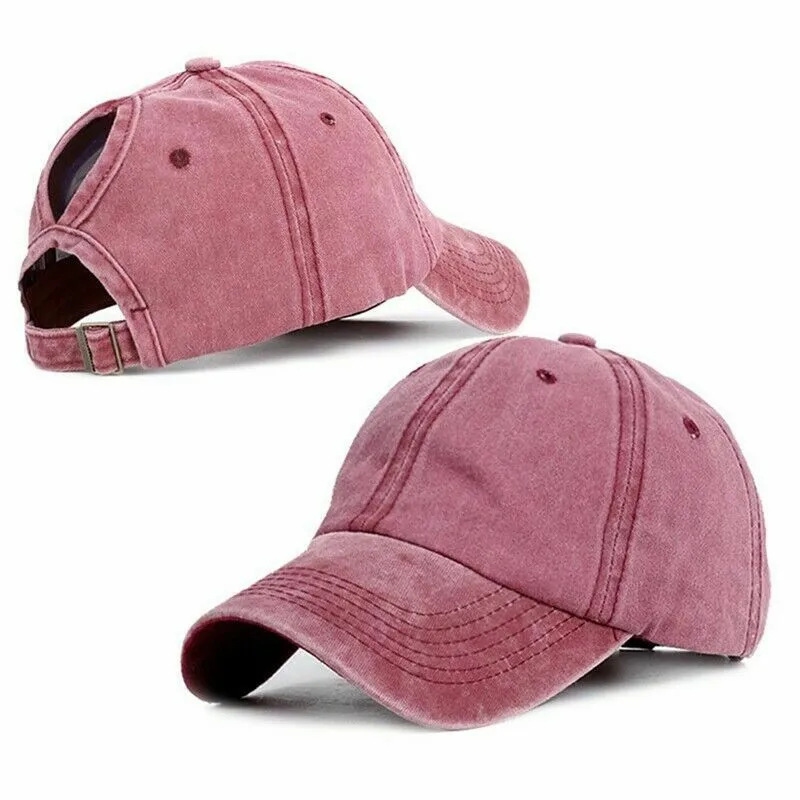 

Ponytail Baseball Cap Messy Bun Hats Women Washed Cotton Snapback Caps Casual Summer Sun Visor Female Outdoor Sport Hat Unisex