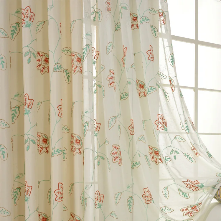 

Modern Pastoral American Style Curtain Embroidered Curtain Curtain Screen for Living Room and Bedrooms