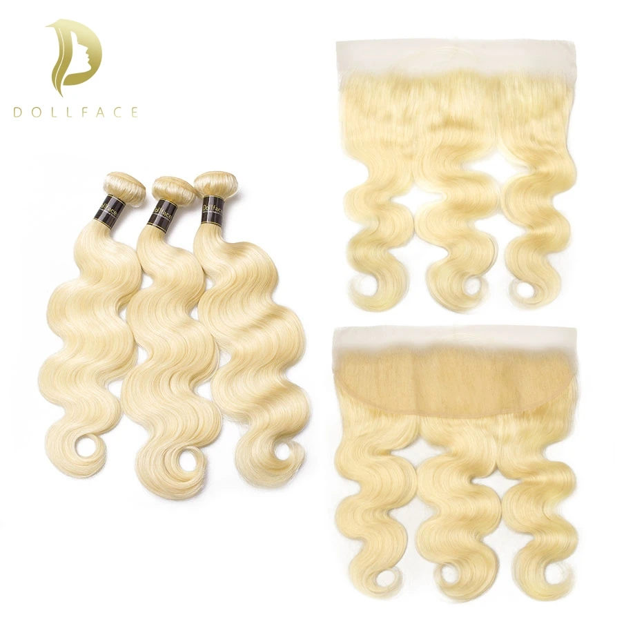 

blonde 613 bundles with frontal Closure Body Wave brazilian hair weave bundles human hair extension 3 4 bundles with frontal