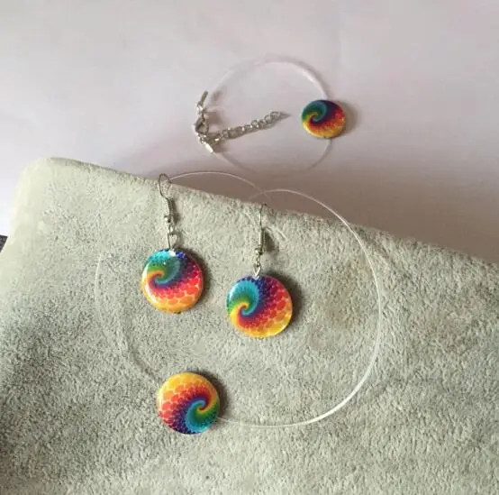 Fishing line Necklace Geometric rounds colorful shells pendant transparent fishing line simple