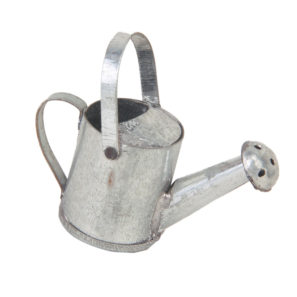 1:12 Scale Mini Silver Metal Watering Can Dolls House Garden Yard Accessory