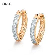 Фотография HUCHE Amazing Earings Fashion Jewelry 18K Gold Planted Elegant Hoop Earrings for Women Crystal Wedding Jewelry Accessories AE035