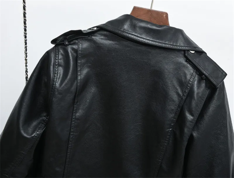 Женское кожаное пальто на молнии в стиле бойфренда, Осенние Мотоциклетные Куртки из искусственной кожи ouc3381
