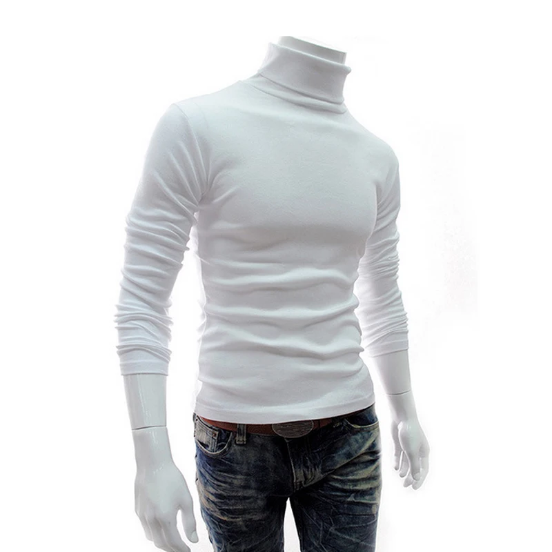 2016 Winter Mens Turtleneck Sweaters White Pullovers