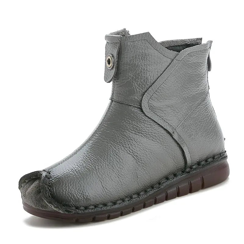 Cena Xiuteng 2019 zimowe oryginalne skórzane damskie botki ręcznie haftować etniczny styl Vintage kobiety buty płaskie buty na prezent