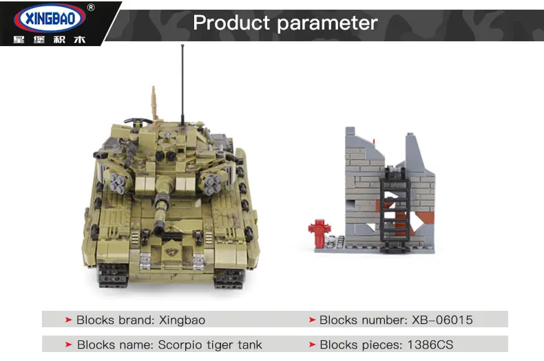 XINGBAO 06015 Военная серия скорпион танк тигр набор строительных блоков Кирпичи игрушки развивающие рождественские подарки