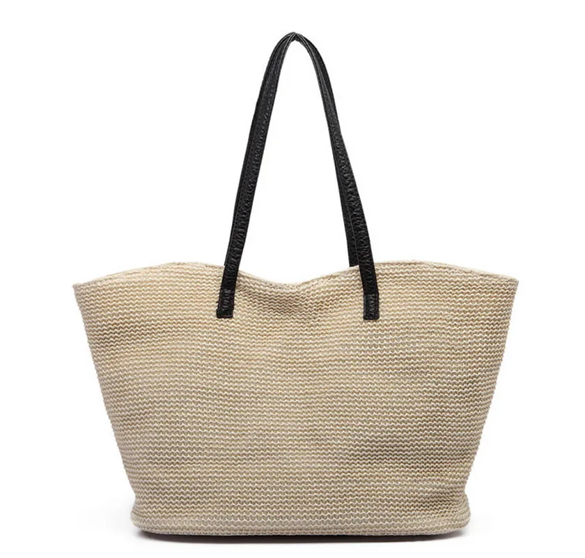 

2017 Hot Summer Vacation Straw Beach Bag Women Simple Tote Travel Shopping Bag Female Handbag Shoulder Bags