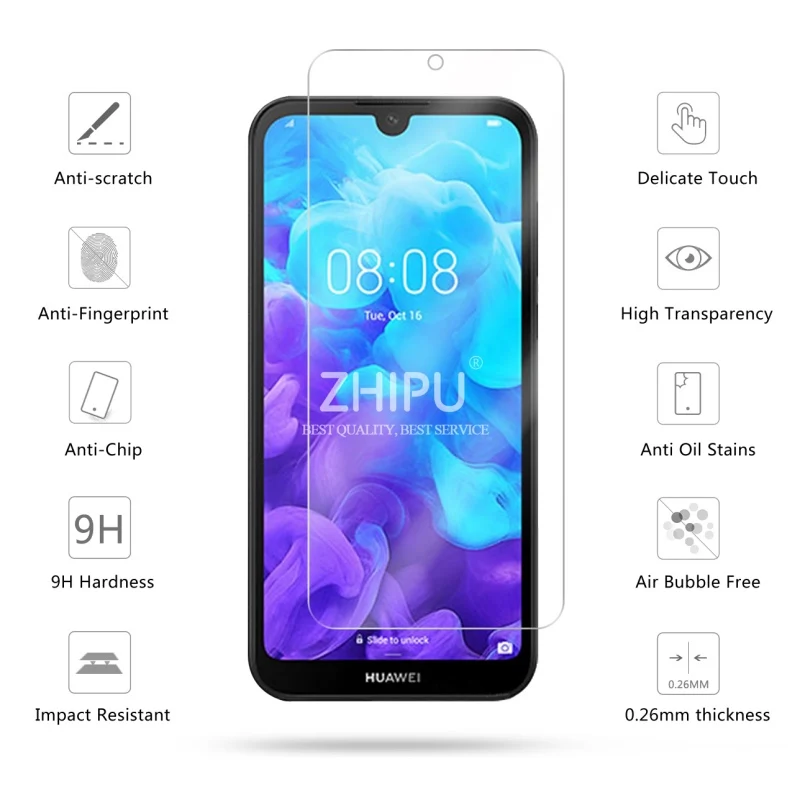 Закаленное стекло для Huawei Y5 2019 Защитное экрана 2.5D 9H Премиум защитная