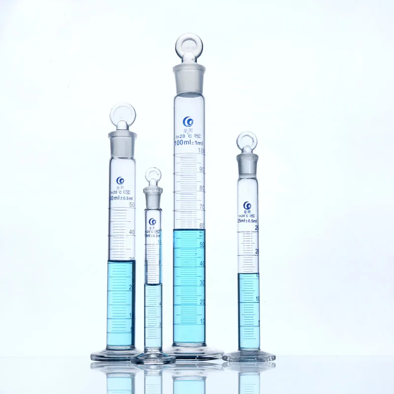 

2pcs/lot 10ml-250ml High borosilicate glass graduated cylinder Laboratory Volumetric graduate flask witih plug Free Shipping