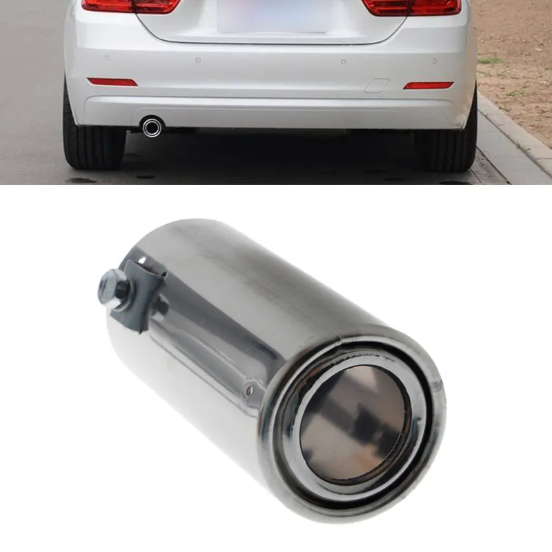 

Universal Stainless Steel Car Rear Round Exhaust Pipe Tail Throat Muffler Tip