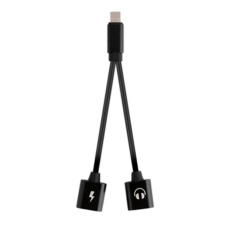 Универсальный IOS 8pin адаптер для iPhone X/8/8 plus/7/7 плюс телефон зарядный кабель 8 pin для AUX и 8pin адаптер Splitter кабель - Цвет: Black