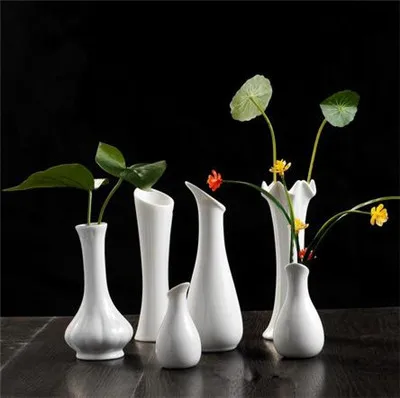 Керамический белый ваза украшения современный краткое предметы интерьера мягкая маленький цветок - Цвет: 6pcs