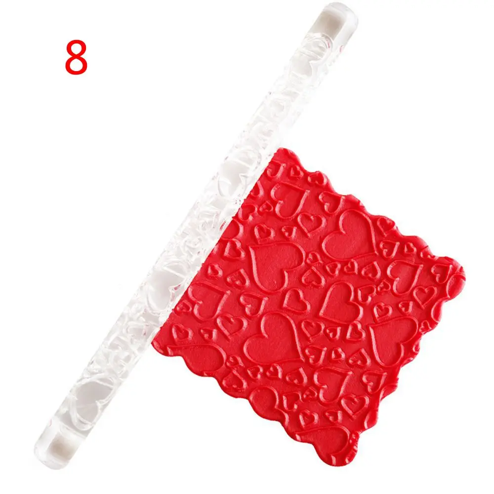 

14 Styles Fondant Cake Impression Rolling Acrylic Rolling Pin Designed Pastry Roller Embossing Baking Tool Kitchen Accessories