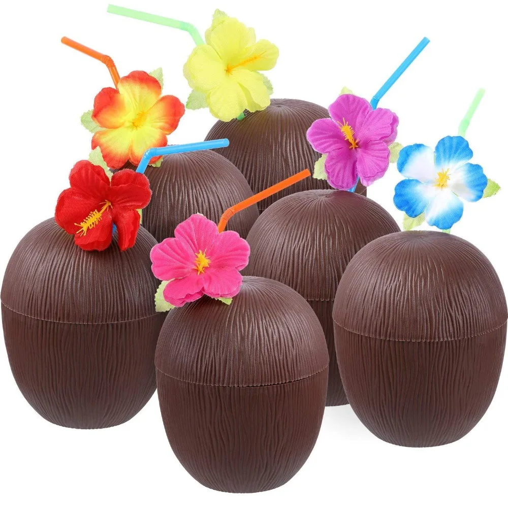 

Cyuan Summer Theme Birthday Party Decoration Supplies Pineapple Coconut Tableware Disposable Straw Plate Cup Holder Tableware